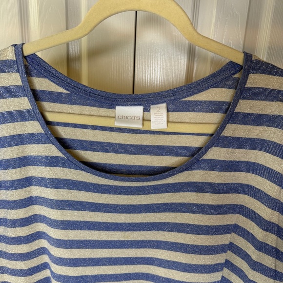 Chico’s top short sleeve strips women size Large - Picture 3 of 10